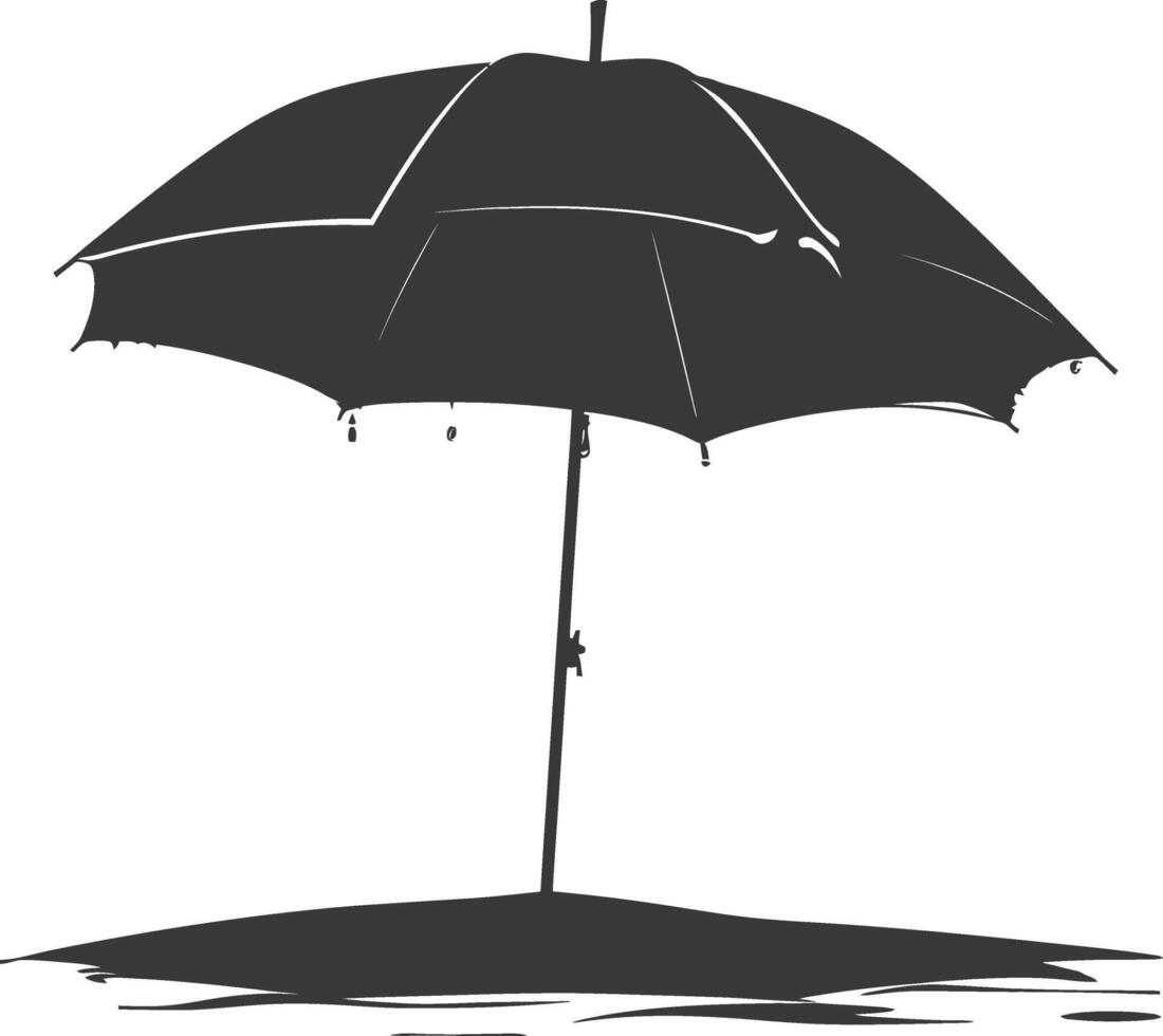 silhouette umbrella beach full black color only vector