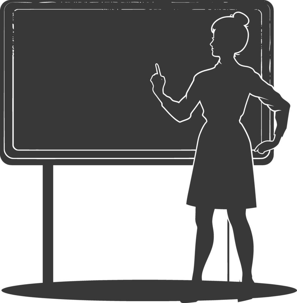 silhouette women school teacher teaching in front of class vector