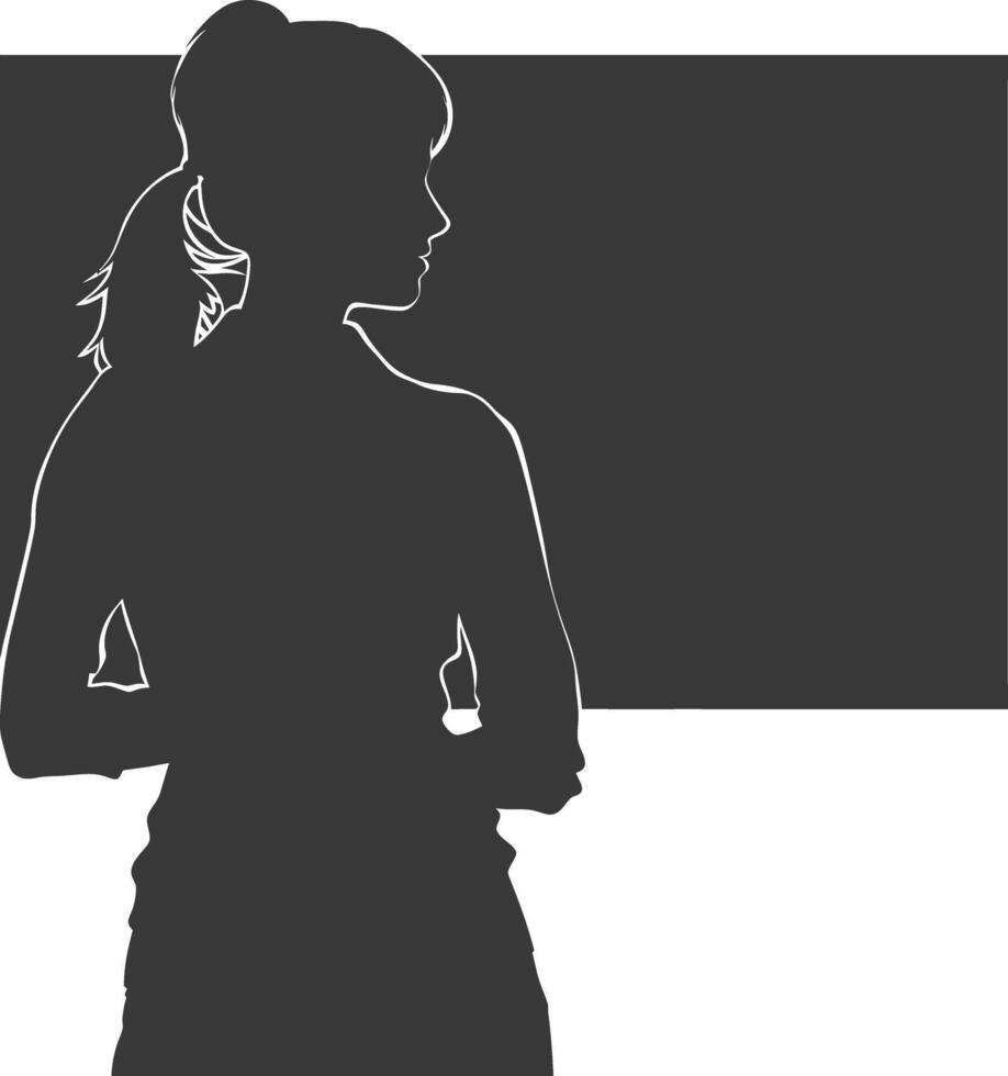 silhouette women school teacher teaching in front of class vector