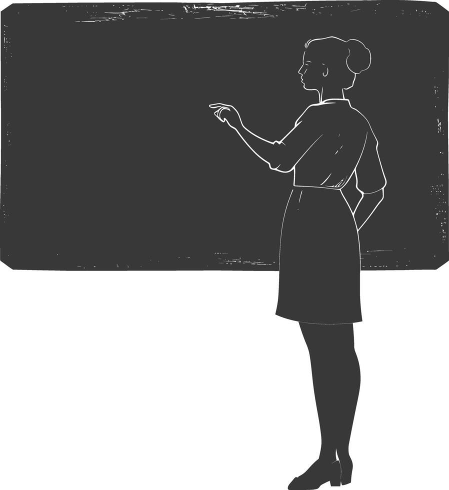 silhouette women school teacher teaching in front of class vector