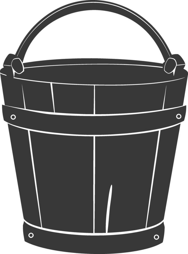 Silhouette wooden bucket black color only vector