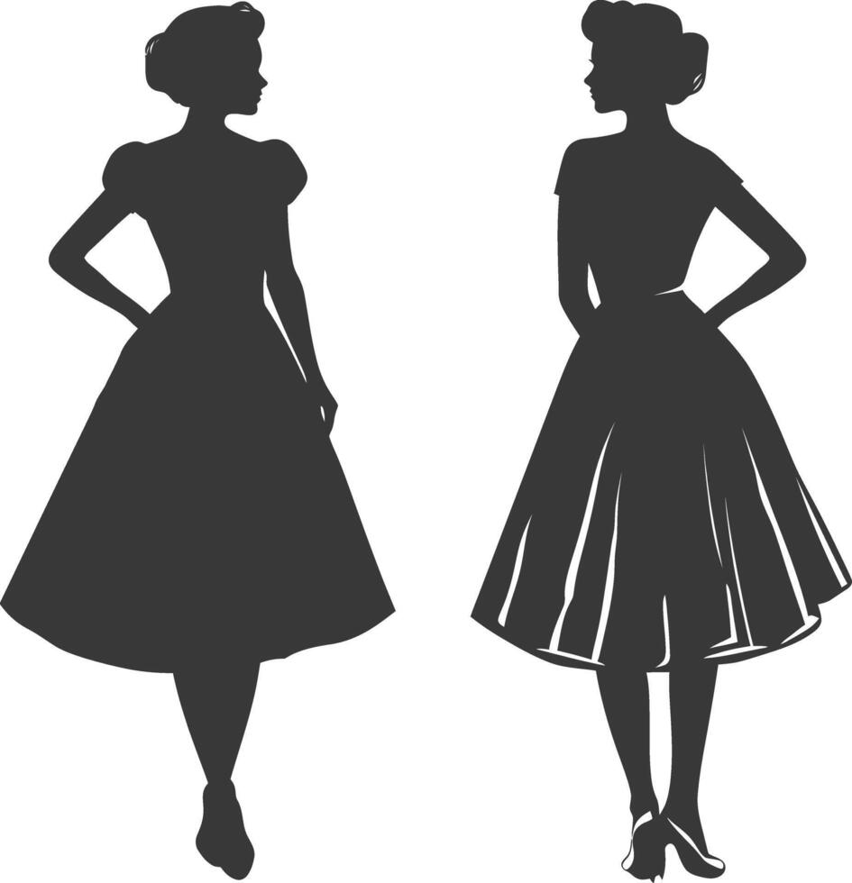 Silhouette women dresses black color only vector