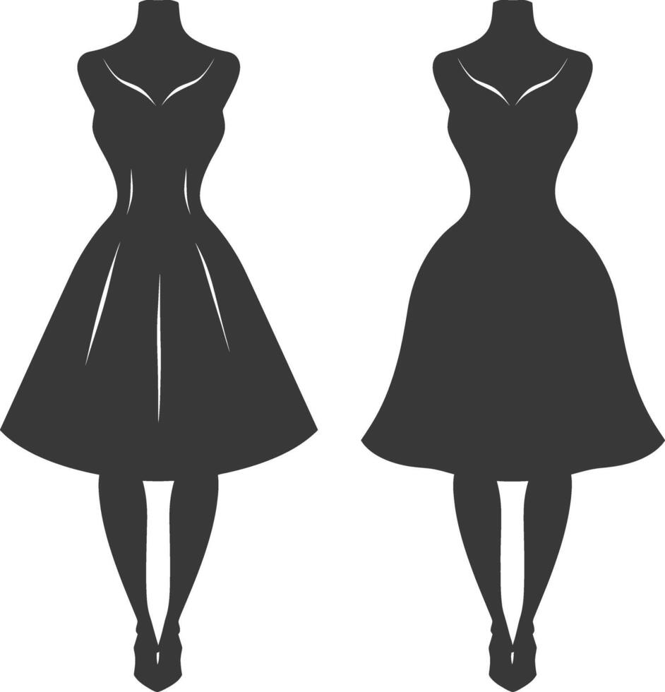 Silhouette women dresses black color only vector