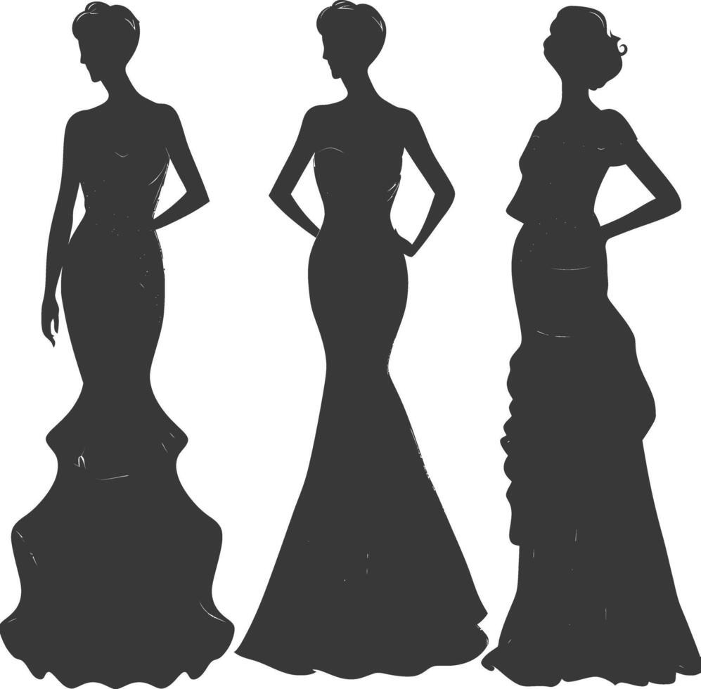 silueta mujer vestidos negro color solamente vector