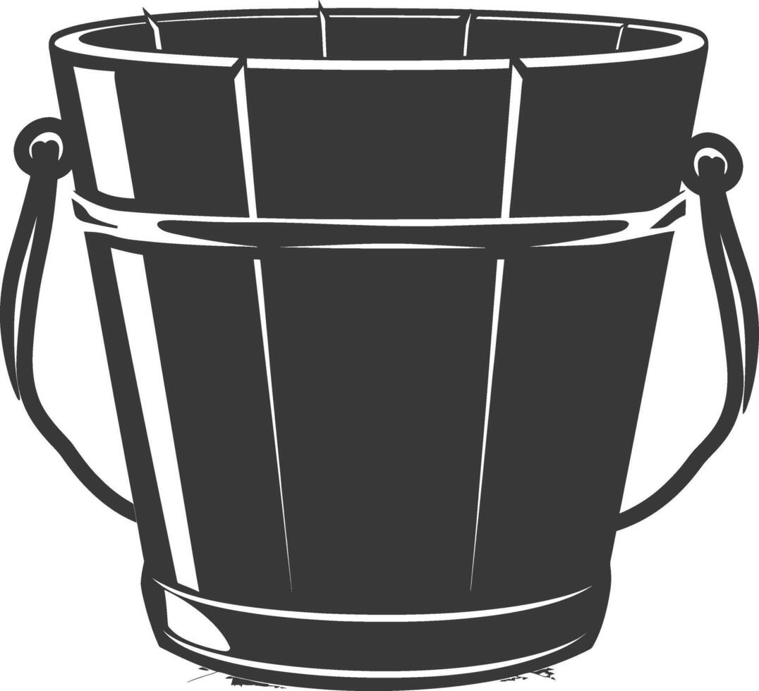 Silhouette wooden bucket black color only vector