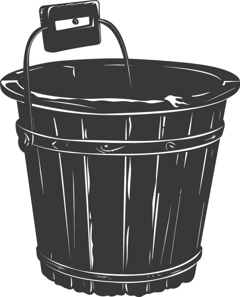 Silhouette wooden bucket black color only vector