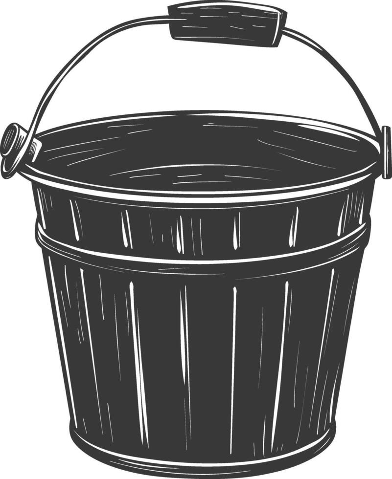 Silhouette wooden bucket black color only vector