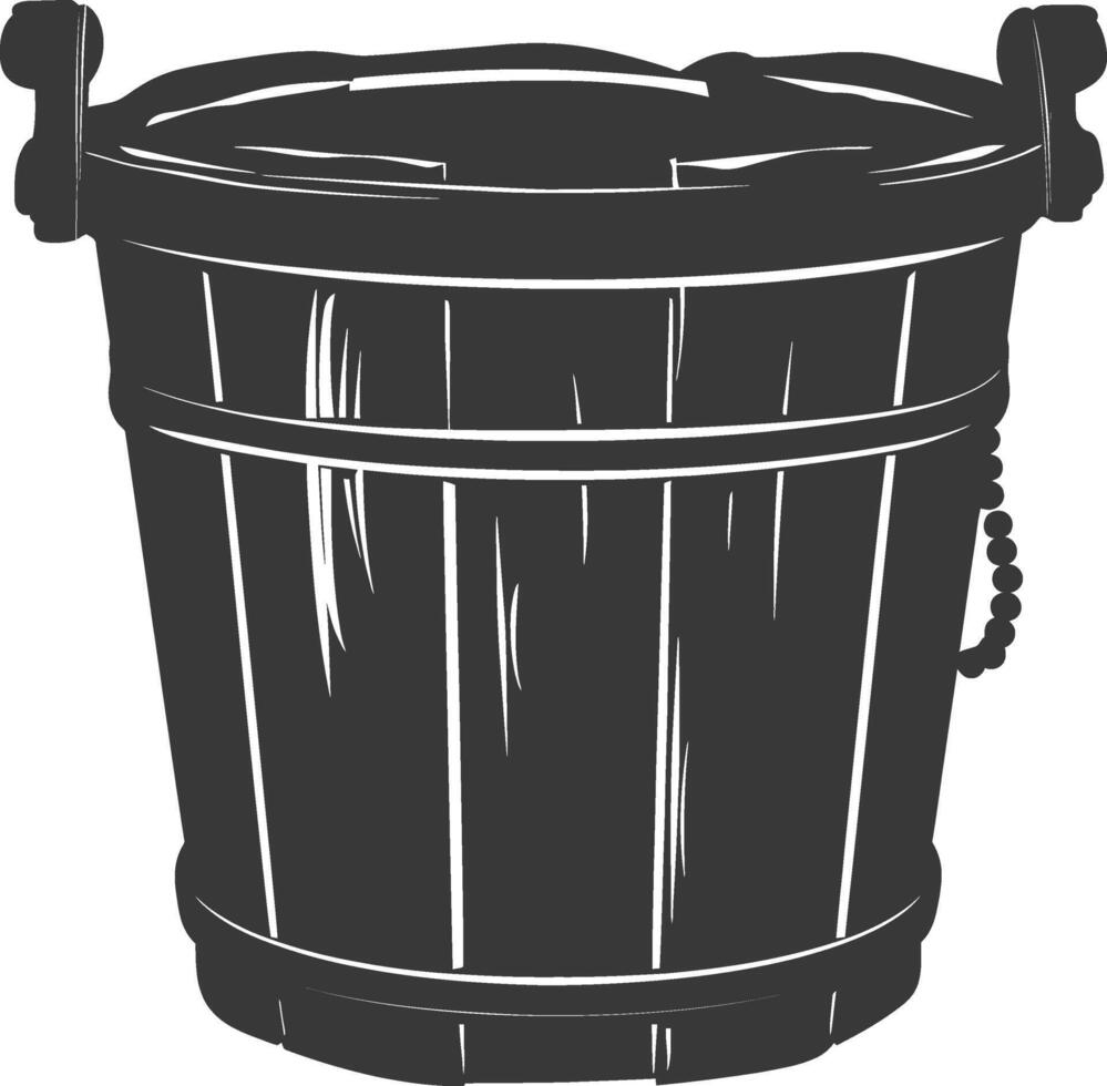 Silhouette wooden bucket black color only vector