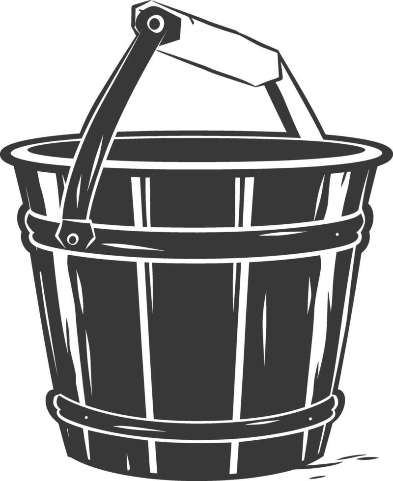 Silhouette wooden bucket black color only vector