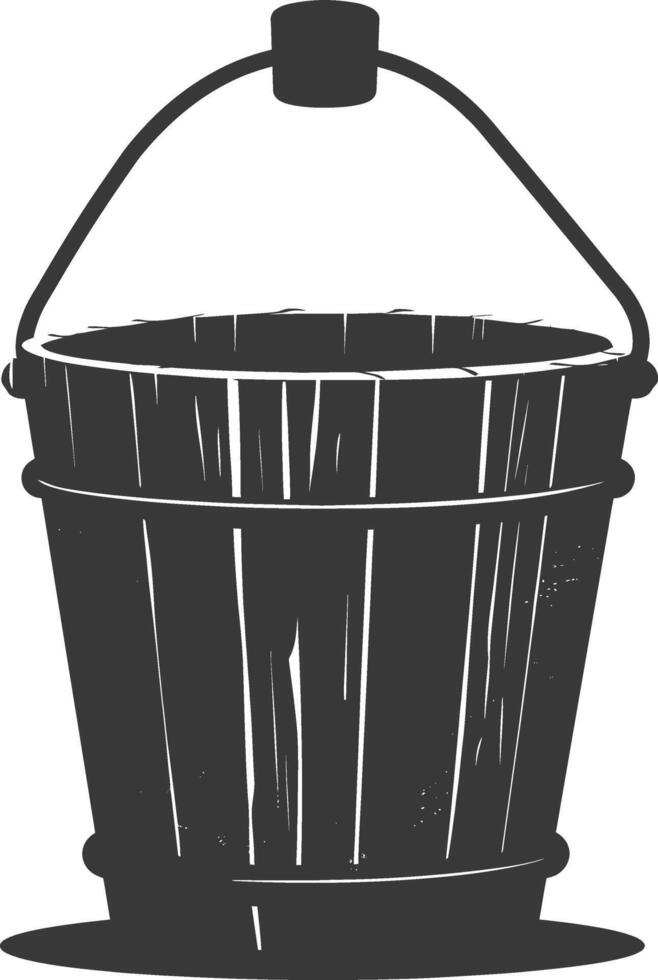 Silhouette wooden bucket black color only vector