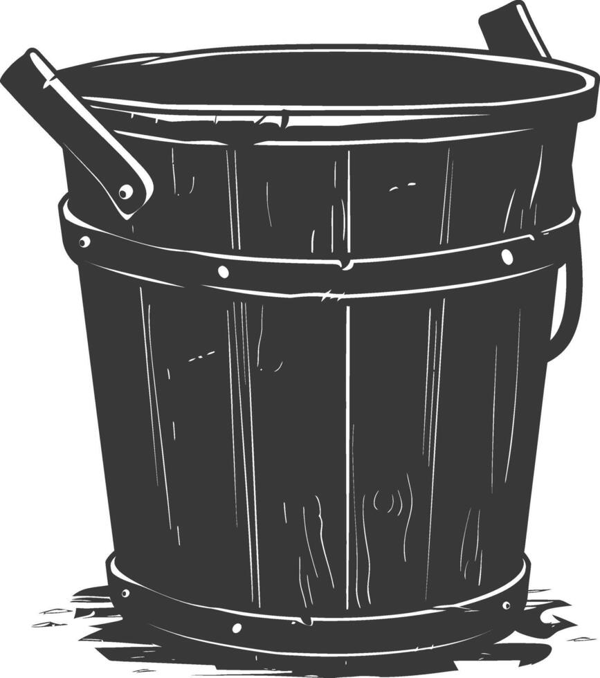 Silhouette wooden bucket black color only vector