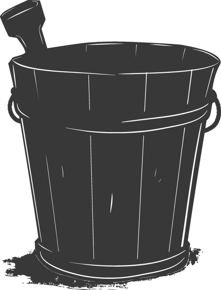 Silhouette wooden bucket black color only vector