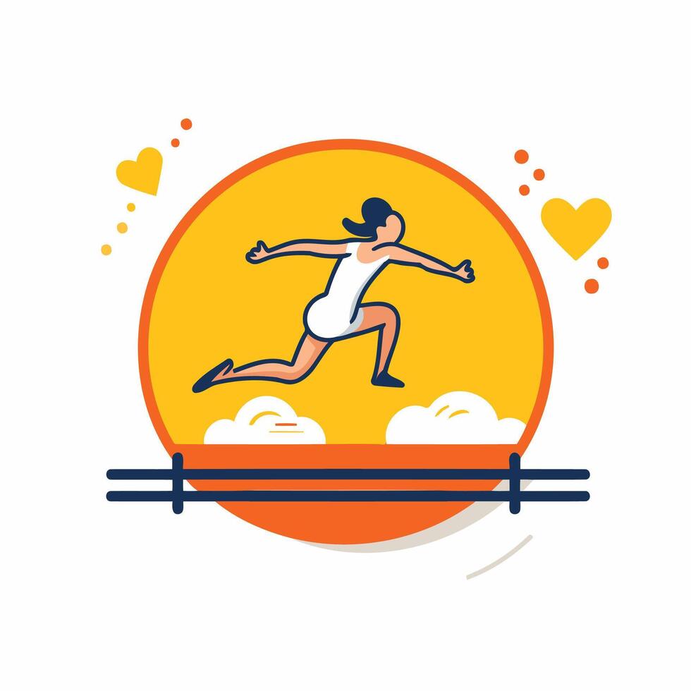 Running woman. jogging icon in flat design style. Sport and fitness. vector