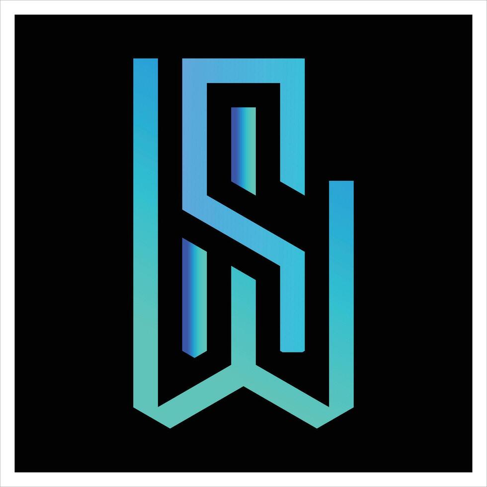 SW WS US MS SML logo design Sw typography Icon, letter sw art. Modern minimalist ws logo design with dark blue background. vector