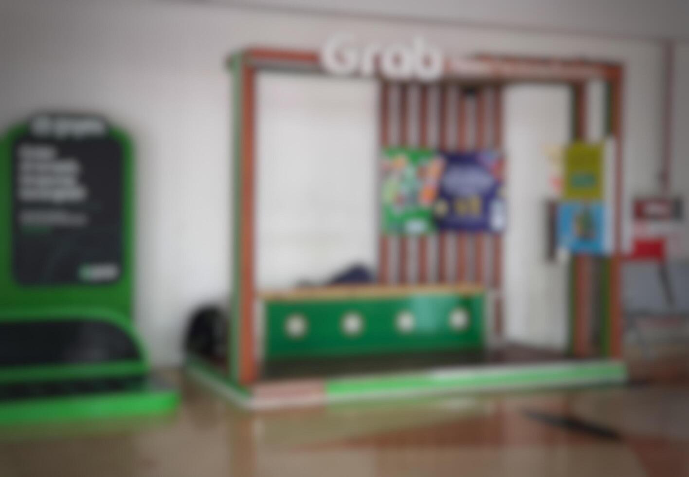 Jakarta, Indonesia on July 7 2022. Defocused photo or blurred photo of the grab point pick up at Halim Perdana Kusuma Airport
