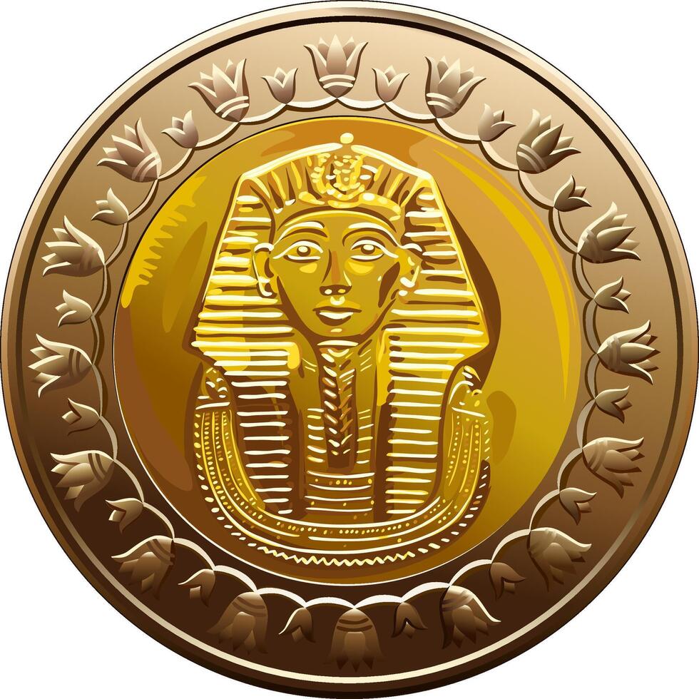 Egyptian coin featuring Pharaoh vector