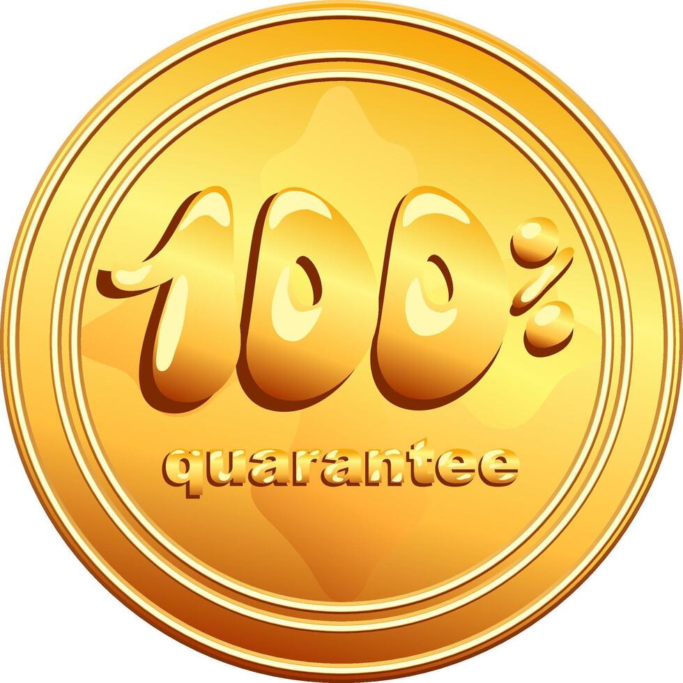 gold button one hundred percent guar vector