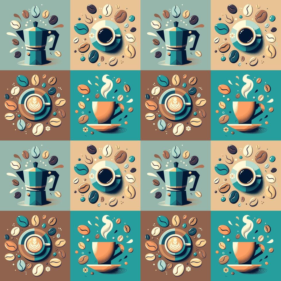 retro Coffee seamless background vector