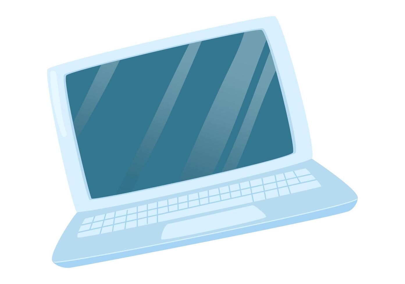 ordenador portátil en plano diseño. portátil informática dispositivo con teclado para oficina. ilustración aislado. vector
