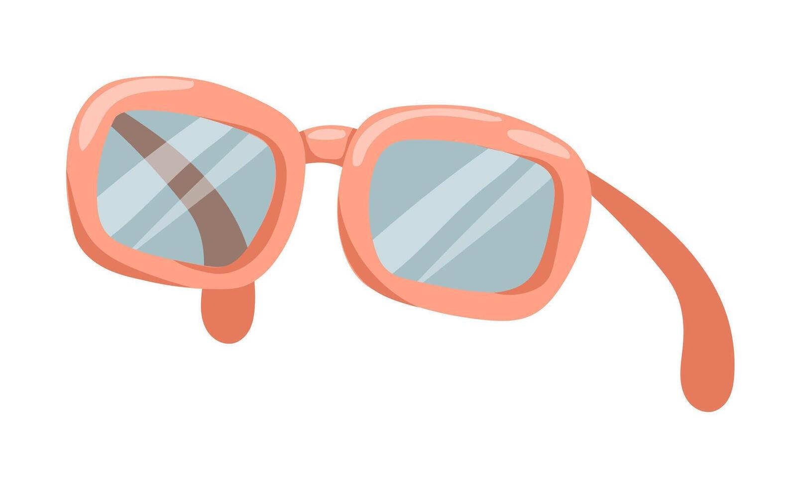 verano Gafas de sol en plano diseño. rojo el plastico gafas Hora de verano accesorio. ilustración aislado. vector