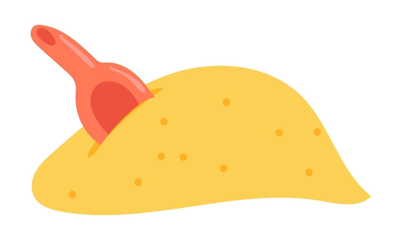 Shovel in beach sand in flat design. Child toy for kids game in vacation. illustration isolated. vector