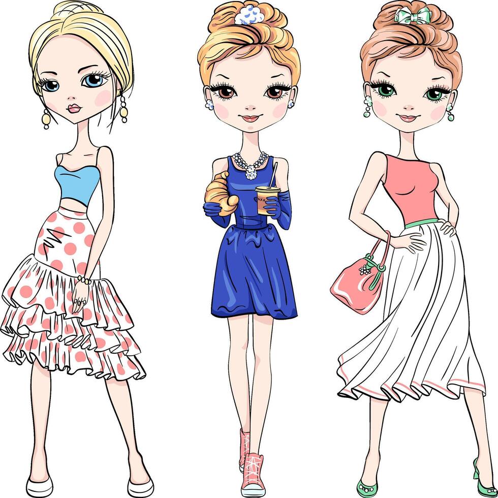 beautiful fashion girls top models vector