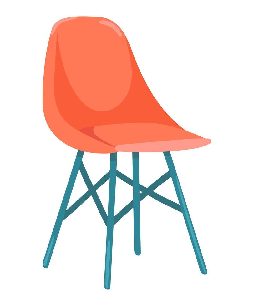 Red armchair in flat design. Stylish chair on high legs for interior. illustration isolated. vector