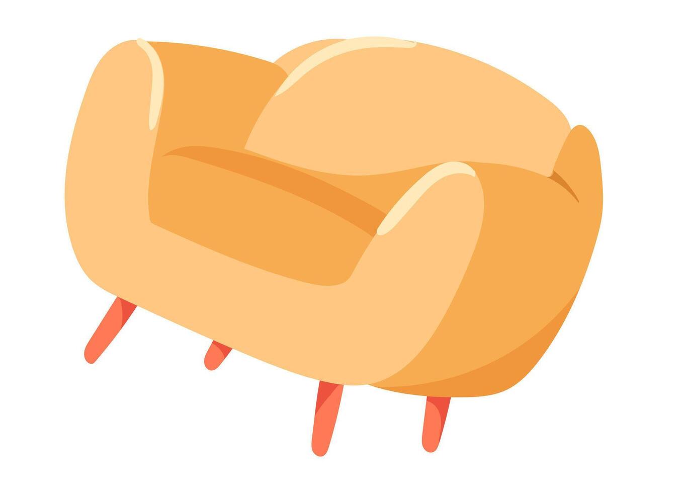 Cozy armchair in flat design. Comfortable couch for home or office interior. illustration isolated. vector