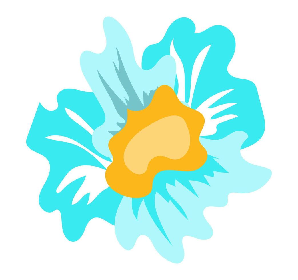 Abstract blue flower head in flat design. Beautiful petals blossom closeup. illustration isolated. vector