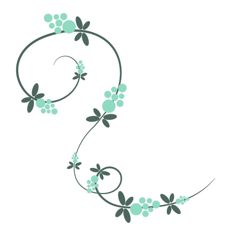 Abstract swirling grapevine in flat design. Ornate curved liana with berries. illustration isolated. vector