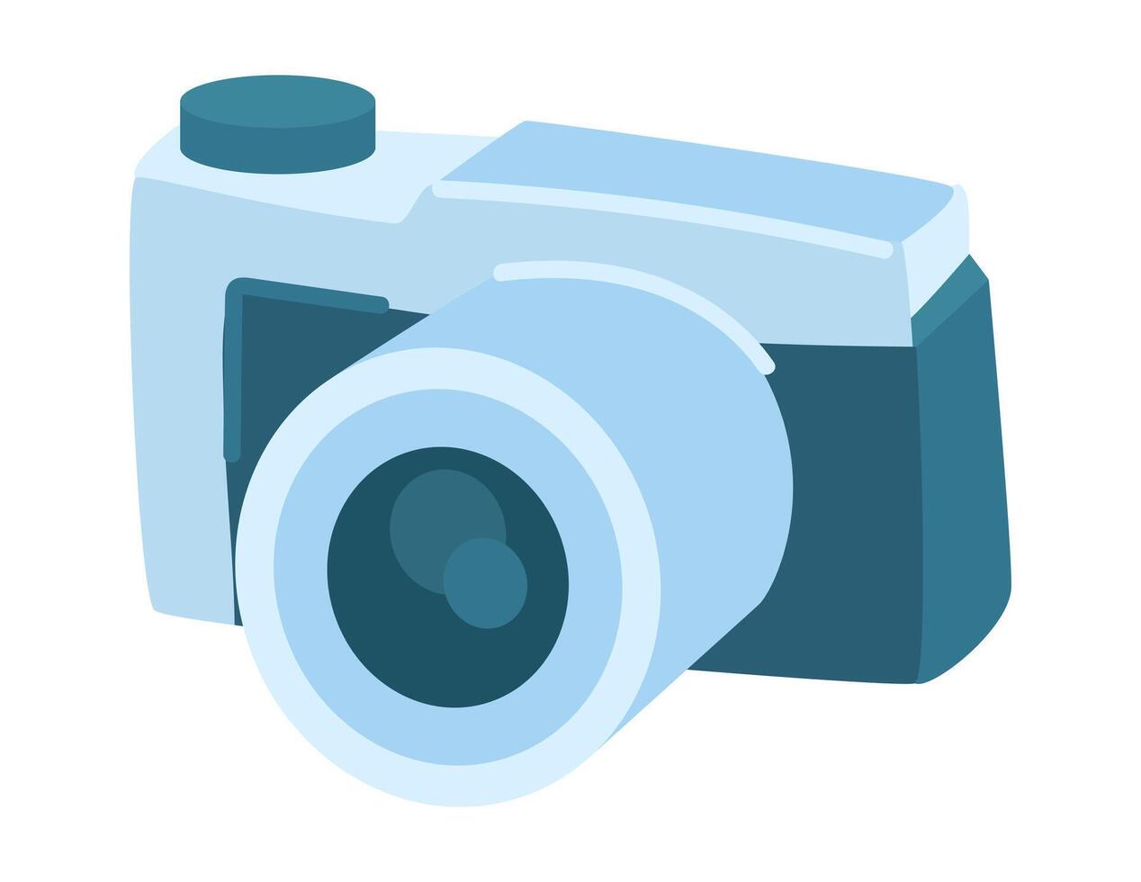 Camera in flat design. Professional digital photo equipment with lens. illustration isolated. vector