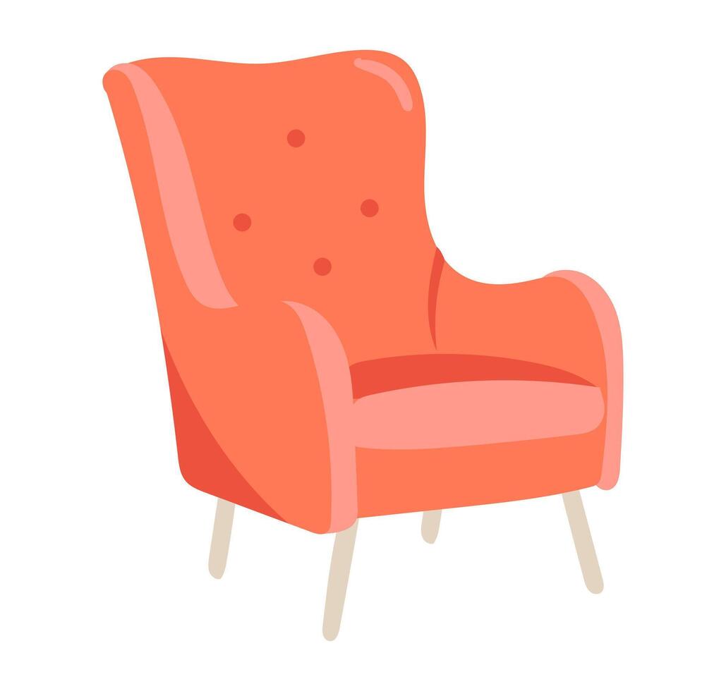 Red armchair in flat design. Stylish elegance chair for home interior. illustration isolated. vector