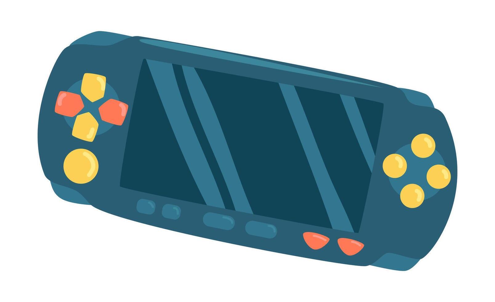 Game console in flat design. gamepad or controller with display. illustration isolated. vector