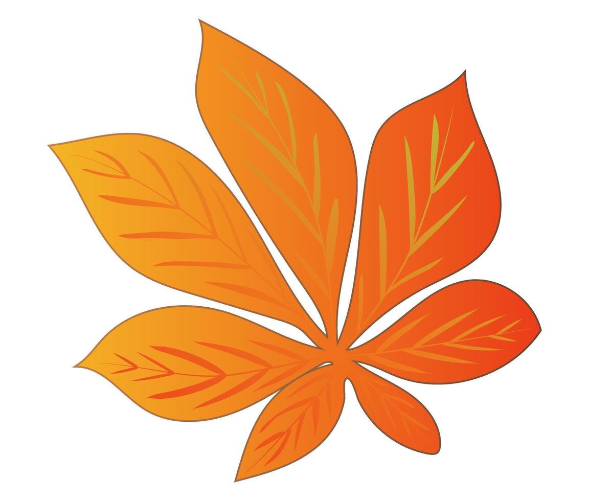 otoño naranja castaña hoja en plano diseño. brillante otoño herbario follaje. ilustración aislado. vector