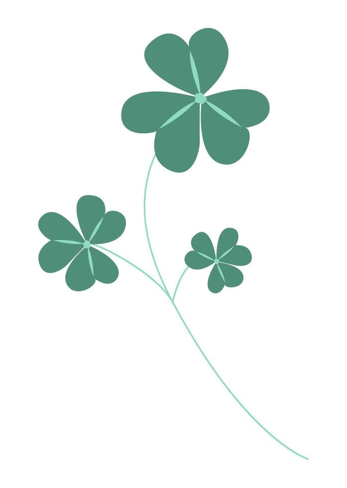 Abstract clover leaves flat in flat design. Green twig of luck plant. illustration isolated. vector