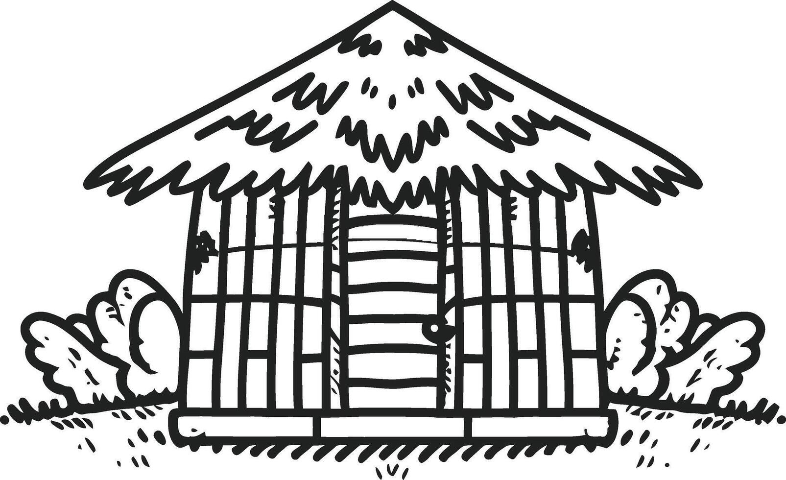 Line art The Hut doodle art vector