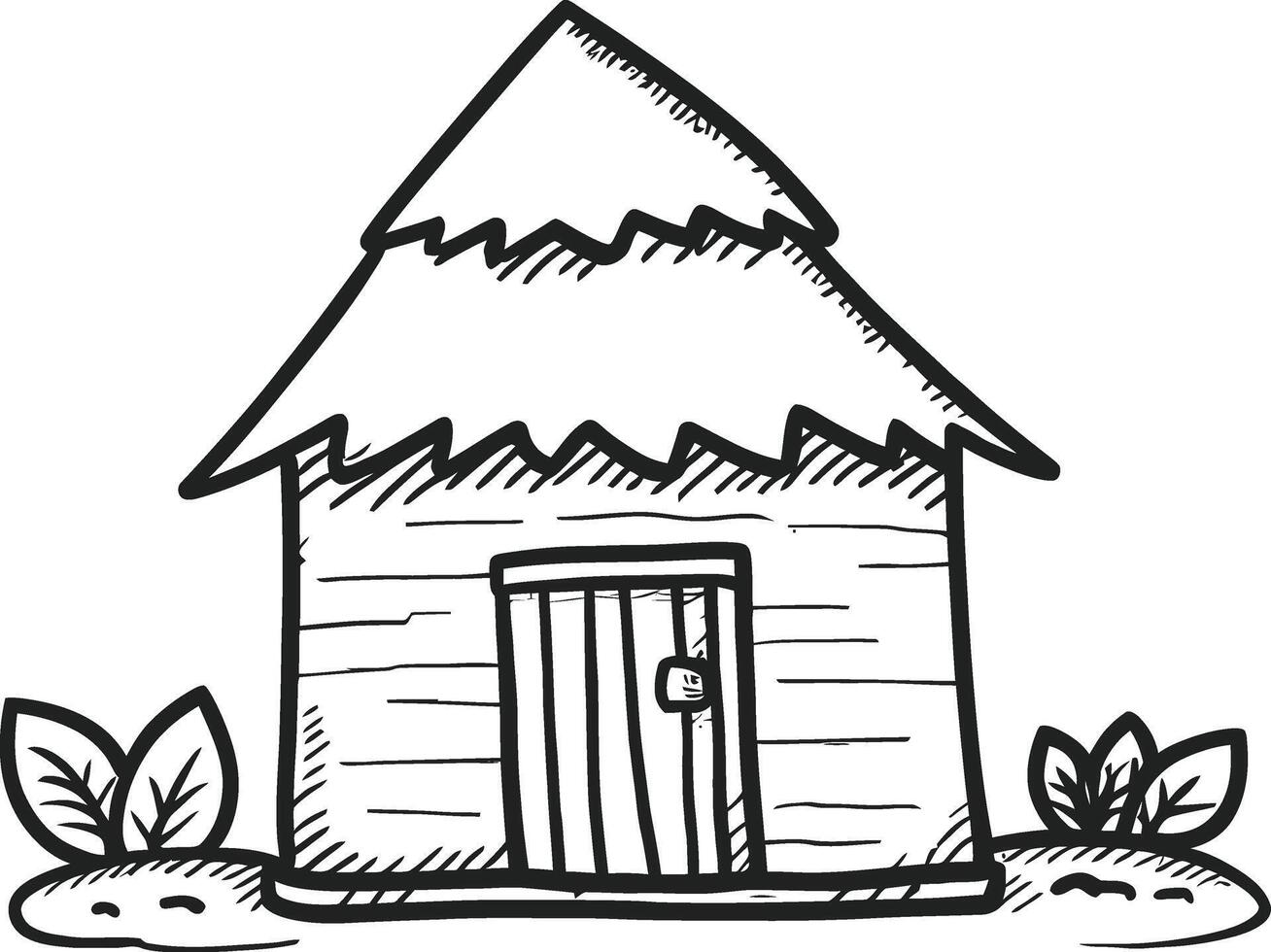 Line art The Hut doodle art vector