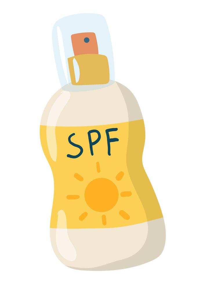 Sunscreen in flat design. Sun protective cream in tube with spf filter. illustration isolated. vector