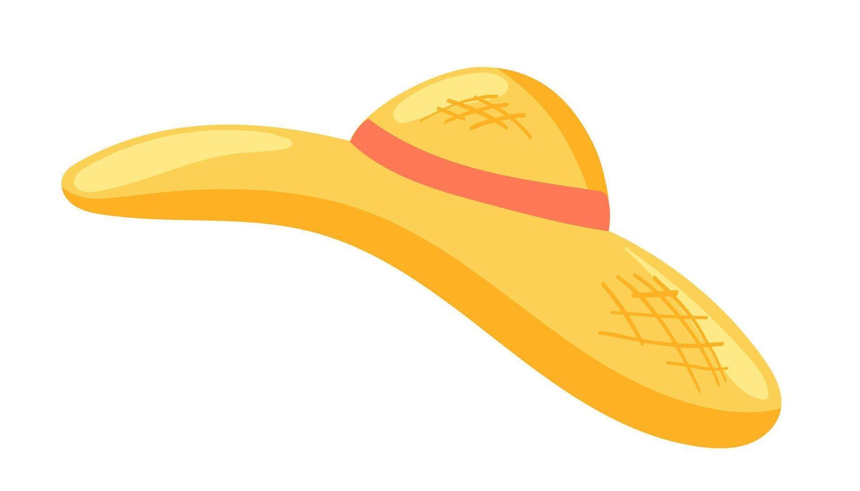 playa sombrero en plano diseño. Paja sombrero para el sol accesorio para verano hembra ropa. ilustración aislado. vector