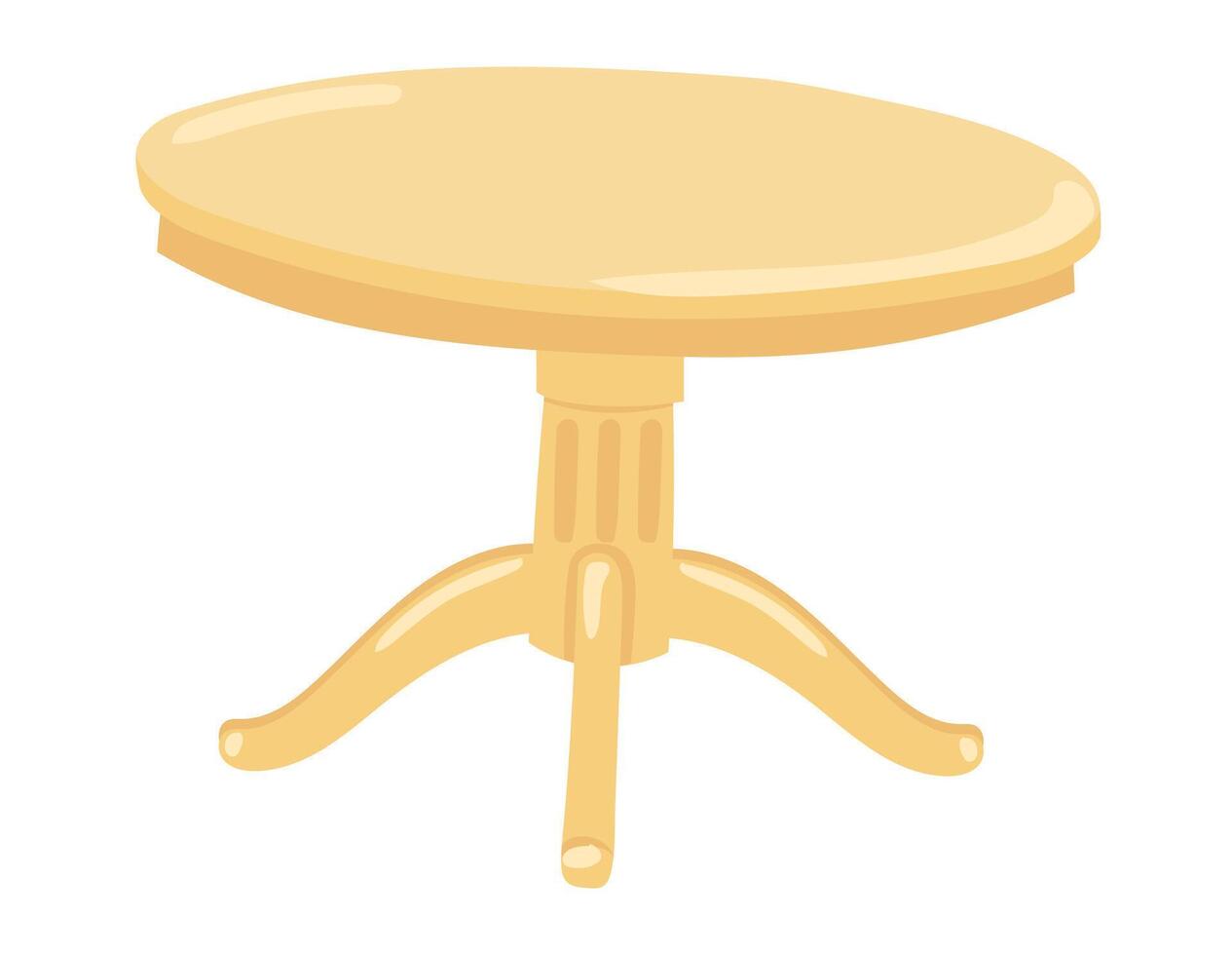 elegancia mesa en plano diseño. redondo escritorio con curvo piernas para restaurante. ilustración aislado. vector