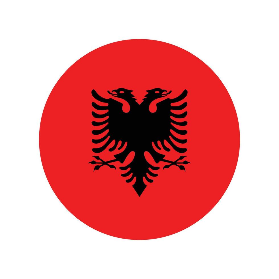 Albania national flag illustration. Albania Round flag. vector