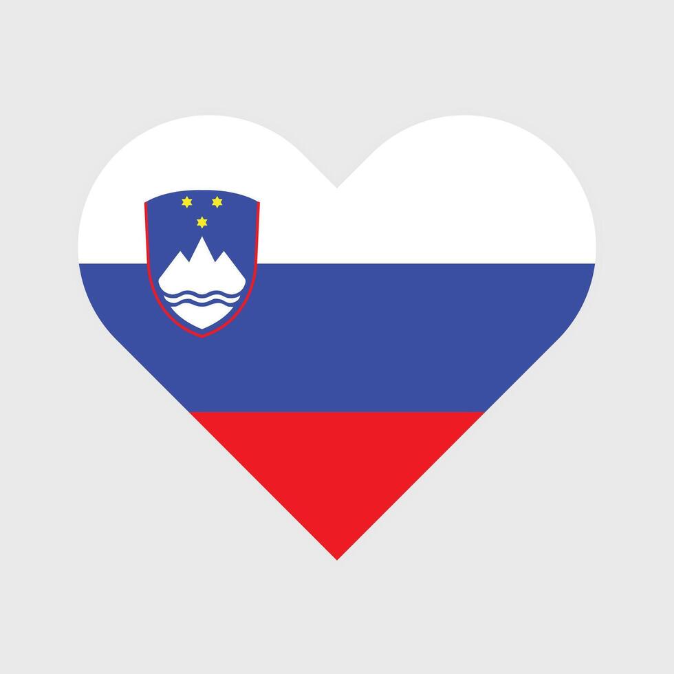 National Flag of Slovenia. Slovenia Flag. Slovenia Heart flag. vector