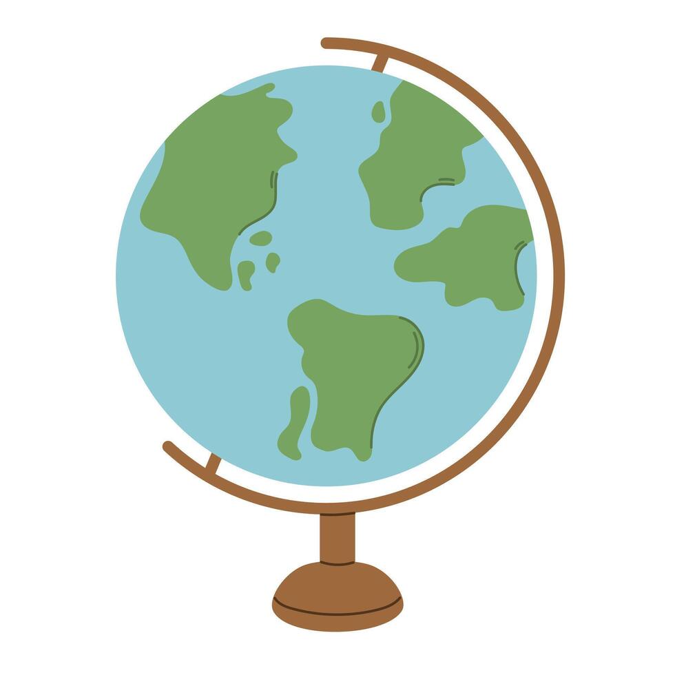 globo con pararse, colegio tierra mapa, continentes y Oceano modelo esfera, educación y viaje elemento, globo clipart, tierra globo vector