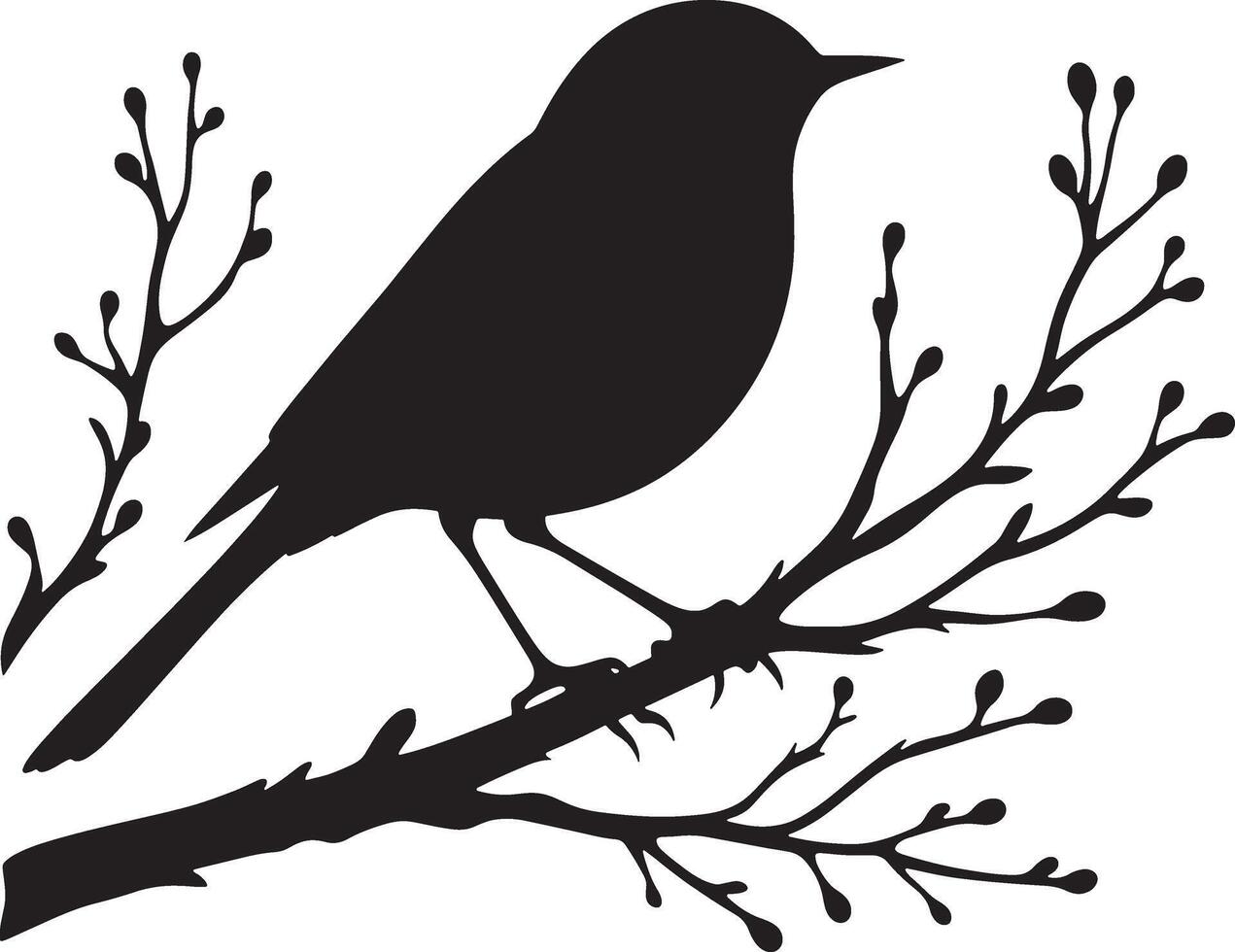 Loving birds on the branch of a tree clipart silhouette in black colour. Dove illustration template for tattoo or laser cutting vector