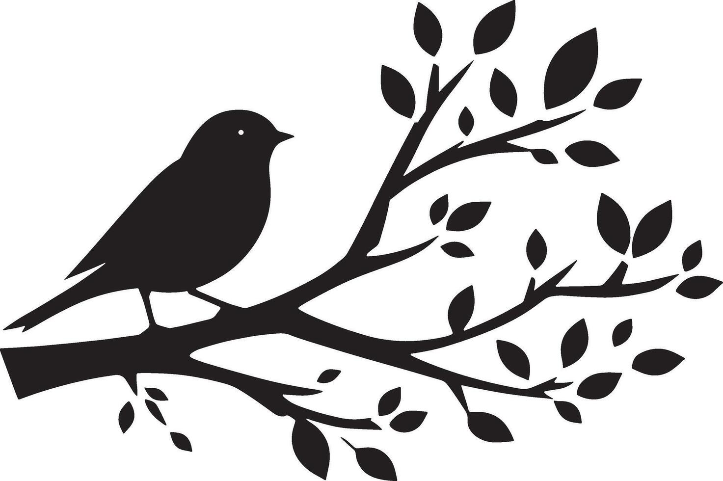 Loving birds on the branch of a tree clipart silhouette in black colour. Dove illustration template for tattoo or laser cutting vector
