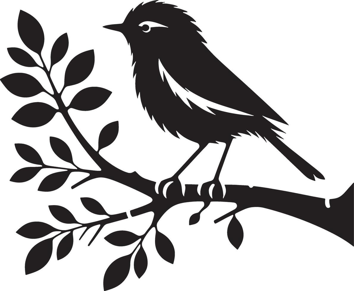 amoroso aves en el rama de un árbol clipart silueta en negro color. paloma ilustración modelo para tatuaje o láser corte. vector