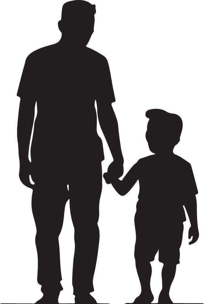 Flat design father and son silhouette vector