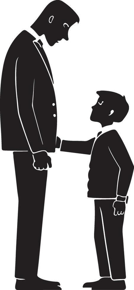 Flat design father and son silhouette vector