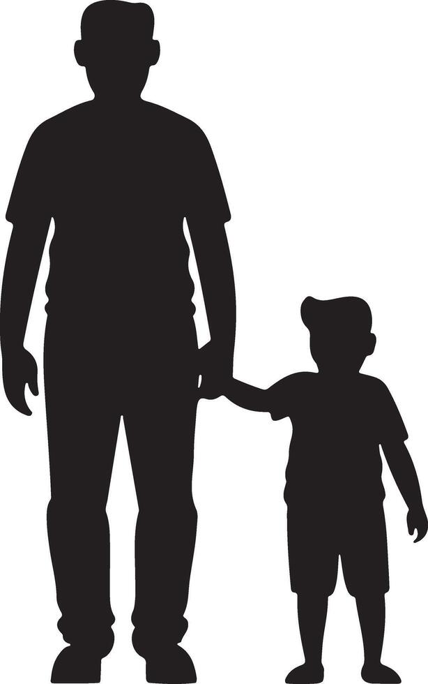 Flat design father and son silhouette vector