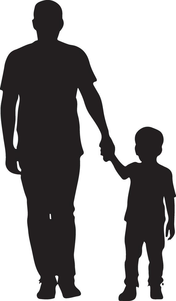 Flat design father and son silhouette vector